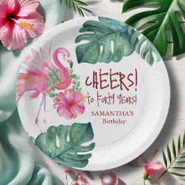 Prato De Papel Flamingo Rosa-Rosa-Tropical