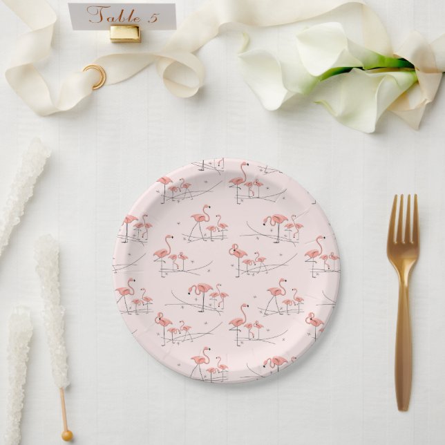 Prato De Papel Flamingos Rosa Placa de vários papéis (Casamento)
