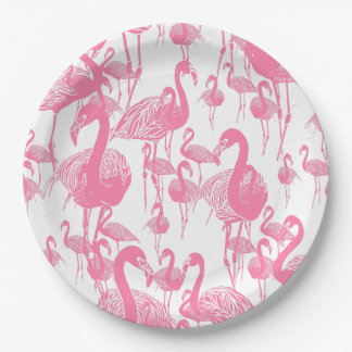 Prato De Papel Flamingos Rosa Vintage Festa de Piquenique Retrô d