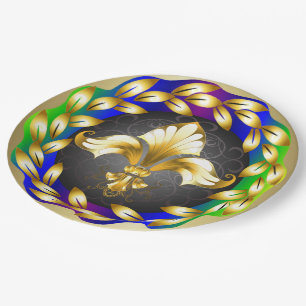 Prato De Papel Fleur de Lis Party Goods Paper Plate