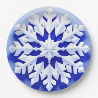 Prato De Papel Floco de Neve Azul Detalhado