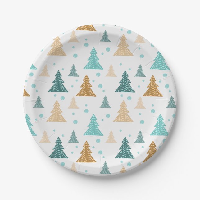 Prato De Papel Floco de neve da árvore de Natal (Frente)