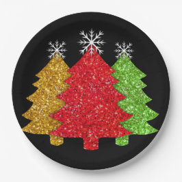 Prato De Papel Floco de neve de árvore de Natal, verde-de-ouro es