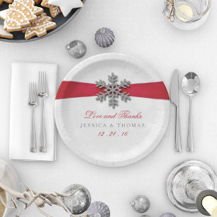 Prato De Papel Floco de neve de Diamante & casamento no inverno