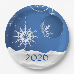 Prato De Papel Floco de Neve de Natal/Férias, Neve 2026 Adicionar
