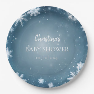 Prato De Papel Floco de neve Winter Wonderland Chá de fraldas Blu