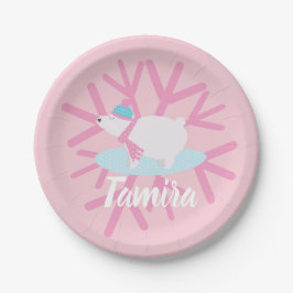 Prato De Papel Flocos de neve do Partido do Urso Polar Natal