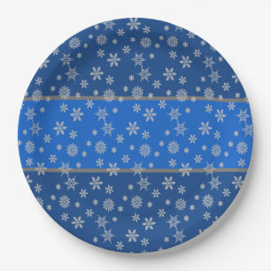 Prato De Papel Flocos de neve e azul-céu