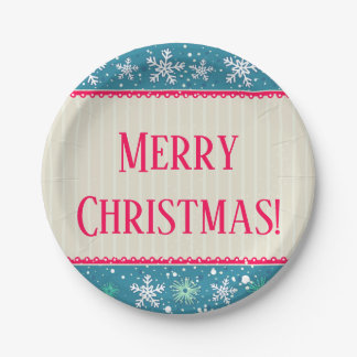 Prato De Papel Flocos de neve e presentes