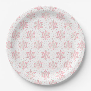 Prato De Papel Flocos de neve rosa