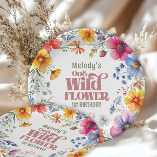 Prato De Papel Flofesta Selvagem de 1º aniversário 