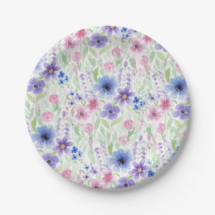 Prato De Papel Flor Azul-Cor-de-Água Púrpura-Rosa-Elegante-País