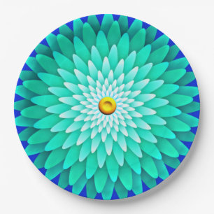 Prato De Papel Flor Azul Mandala-68566