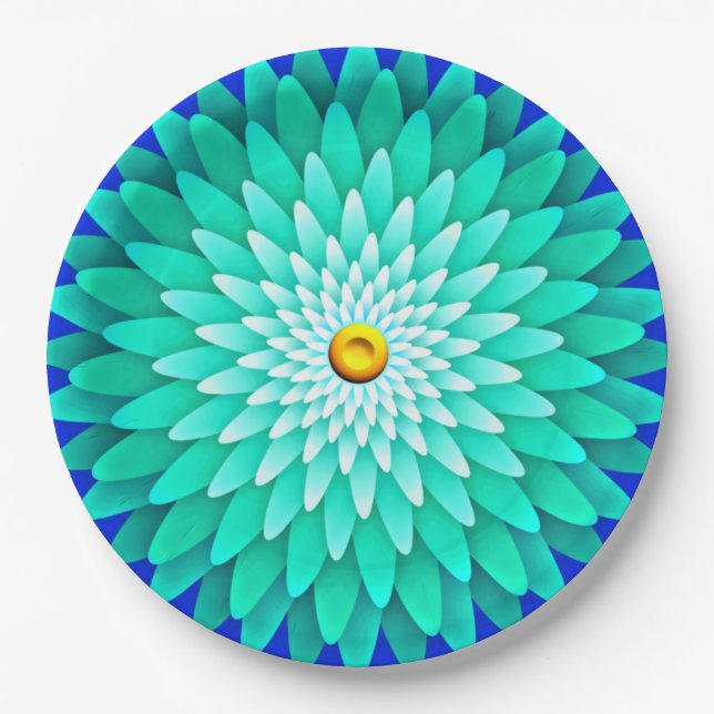 Prato De Papel Flor Azul Mandala-68566 (Frente)