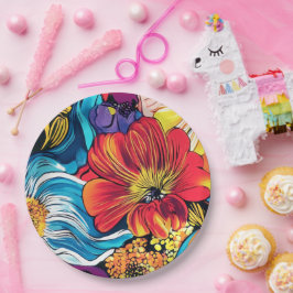 Prato De Papel Flor Colorida