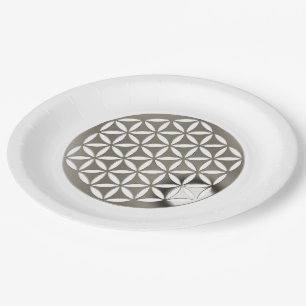 Prato De Papel Flor da Vida / Blume des Lebens - soco prateado