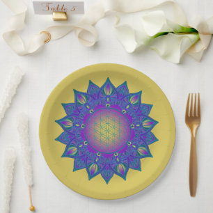 Prato De Papel Flor Da Vida - Índia Mandala 3