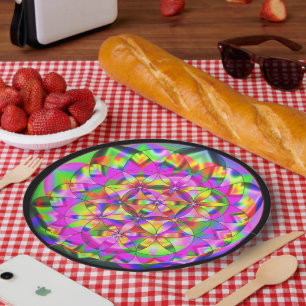 Prato De Papel Flor da vida - Placas de papel arco-íris