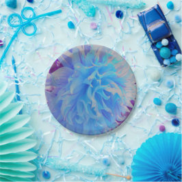 Prato De Papel Flor de Dália Decorativa Azul Elegante