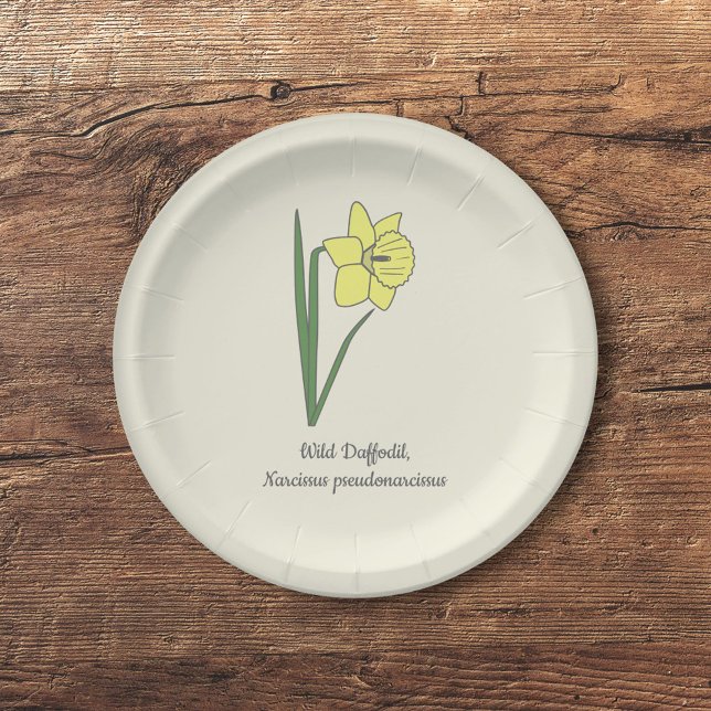 Prato De Papel Flor de Pastel de Daffodil Botânico (Botanical Daffodil Paper Plates)