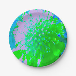 Prato De Papel Flor de Retró Abstrata em Lavanda e Verde Lima