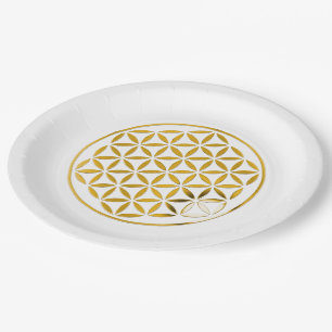 Prato De Papel Flor De Vida / Blume des Lebens - Carimbo DOURADO