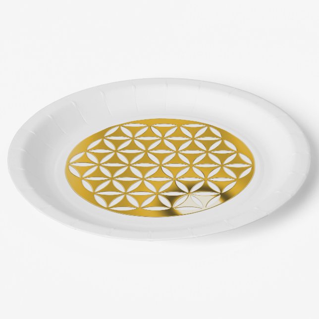 Prato De Papel Flor De Vida / Blume des Lebens - DOURADO (Inclinado)