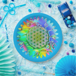 Prato De Papel Flor De Vida - Flor Geométrico 5