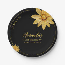 Flor Dourada Elegante Doce 16 Aniversário