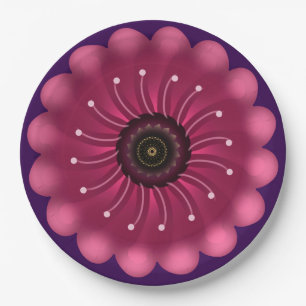 Prato De Papel Flor Fantasia Rosa Brilhante Floral Neon Abstrat