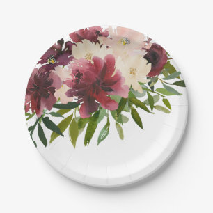 Prato De Papel Flor Floral de Flor Burgundy