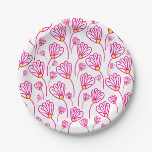 Prato De Papel Flor Rosa Boho Floral