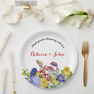 Prato De Papel Flor selvagem no Bloom Watercolor Chá de fraldas F