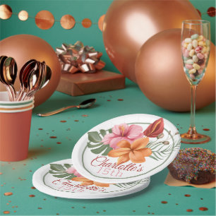 Prato De Papel Flor tropical personalizado