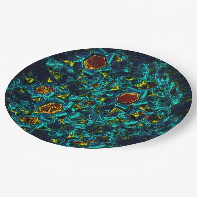 Prato De Papel Flor virtual em azul gradiente, estilhaçada (Inclinado)