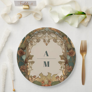 Prato De Papel Flora Vintage Art Nouveau Wedding