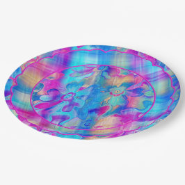 Prato De Papel Florais-e-Xadrez-4-Scallop-pintados-Grãos