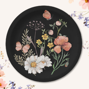 Prato De Papel Florais em Aquarela Vintage Elegante 