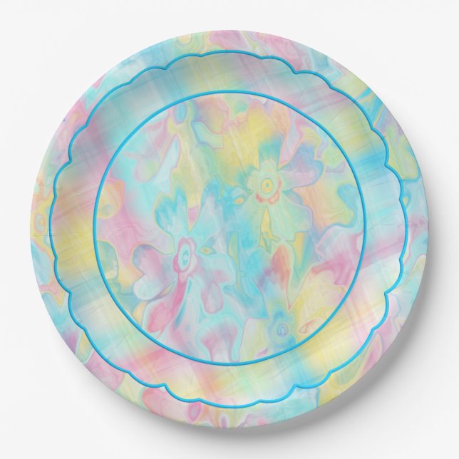 Prato De Papel Florais-Xadrez-1-Scallop Pintados-Grãos (Frente)