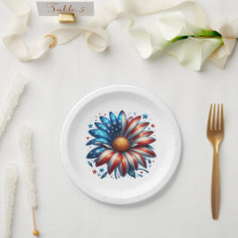 Prato De Papel Floral 4 de Julho