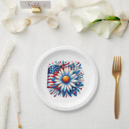 Prato De Papel Floral 4 de Julho