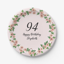 Prato De Papel Floral 94th Birthday Pretty Blush Pink