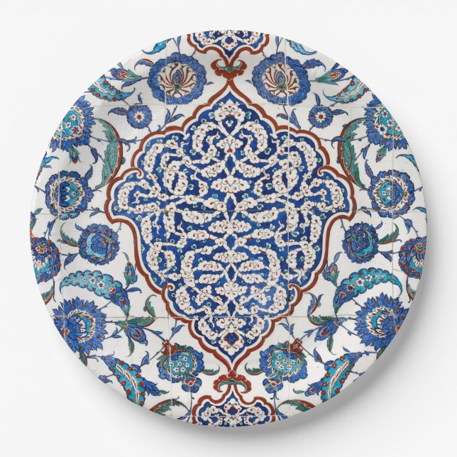 Prato De Papel Floral Antigo Otomano Iznik (Frente)