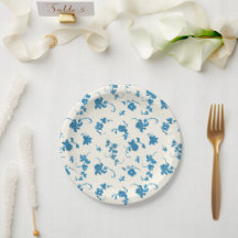 Floral Azul Francês Rococó Elegante