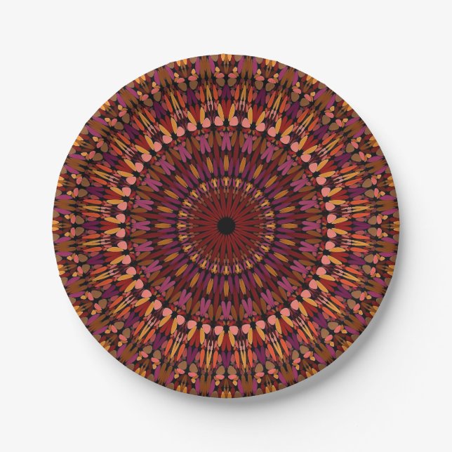 Prato De Papel Floral Brown Mandala Design- 48566 (Frente)