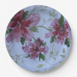 Prato De Papel Floral de Aquarela Rosa