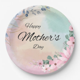 Prato De Papel Floral de Celebração de Bloqueio de mães