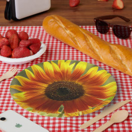 Prato De Papel Floral de girassol amarelo e bronze