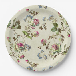 Prato De Papel floral de jardim de rosa casamento vintage