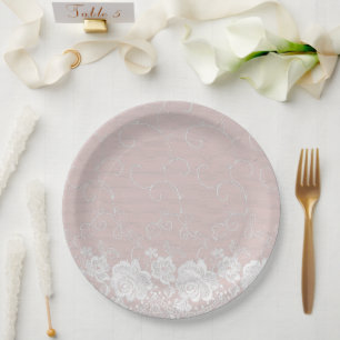 Prato De Papel Floral de Lace Blush